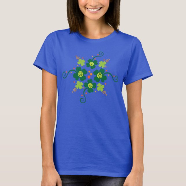 Gröna klöverblommor t-shirt (Framsida)