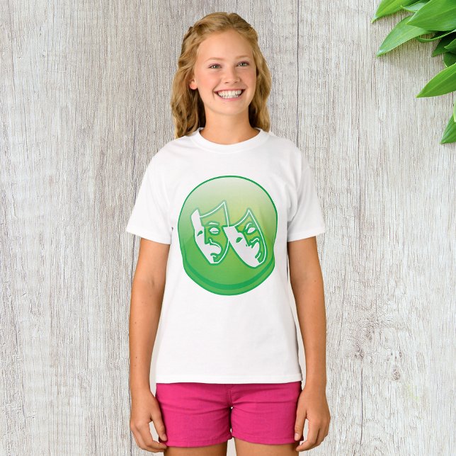 Gröna komedi- och tragedidramamasker t shirt (Skapare uppladdad)