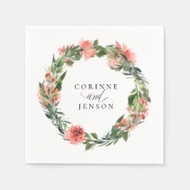 Gröna korall blommande personliga pappersservetter