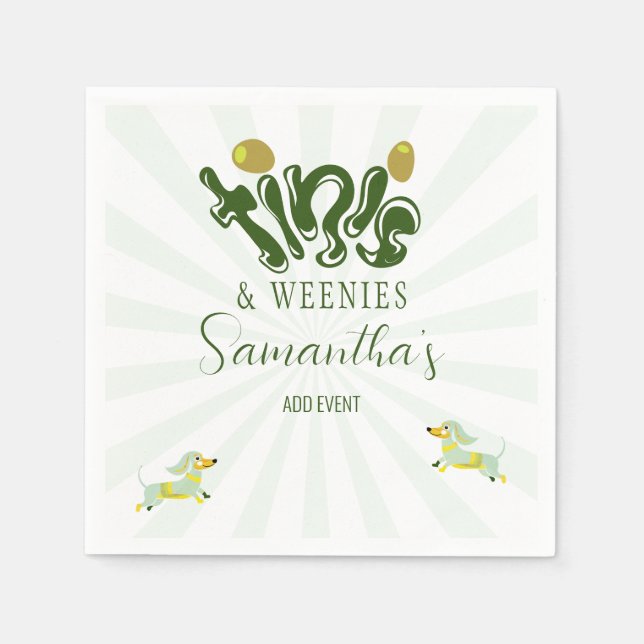 Gröna korvar & drinkar Rolig Martini-födelsedagsfe Pappersservett (Framsidan)