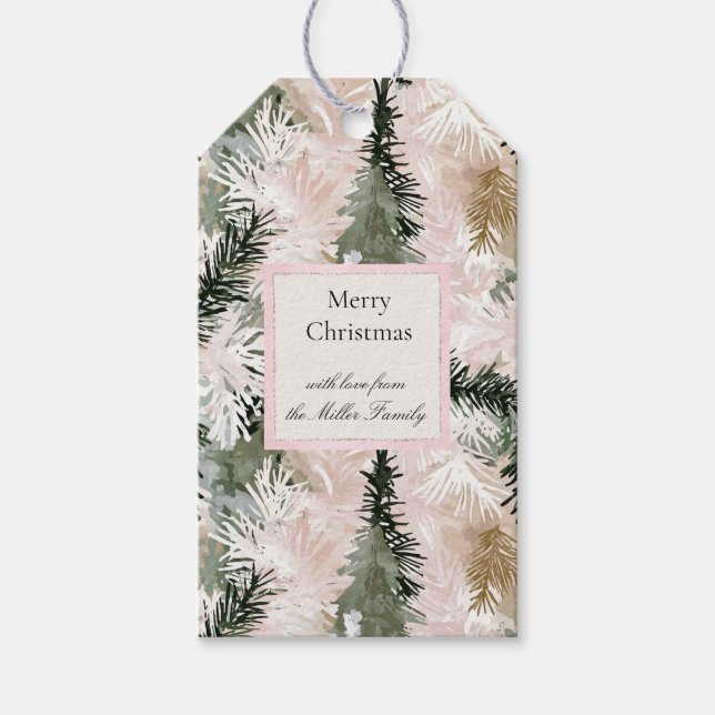 Gröna kräm jul grankottar presentetikett (Framsidan)