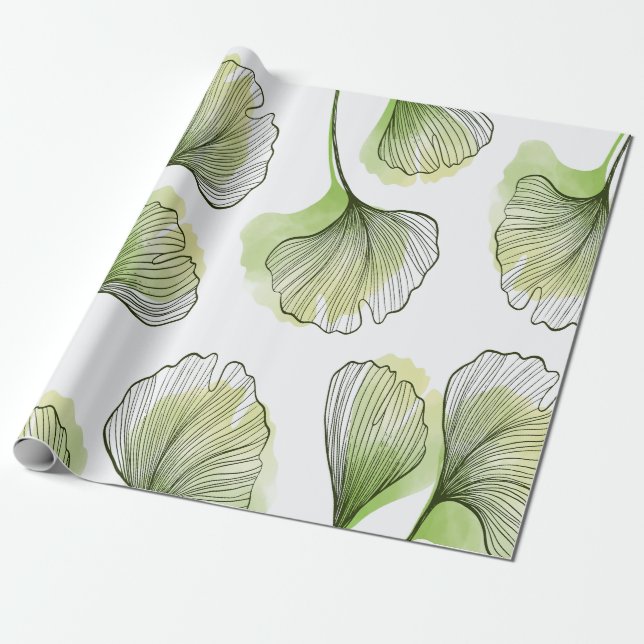 Gröna kronblad presentpapper (Utrullad)