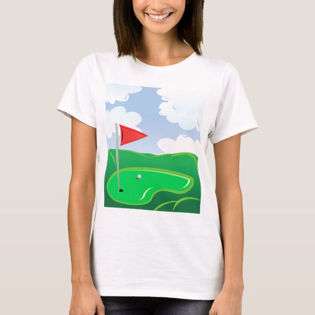 Gröna kvinna för golfbana T-tröja T Shirt (Framsida)