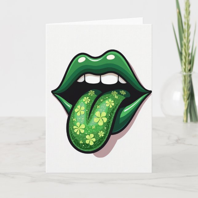 Gröna läppar Shamrock turkort Kort (Framsida)