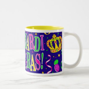 GRÖNA LILOR OCH GULDMARDI GRAS Två-Tonad MUGG