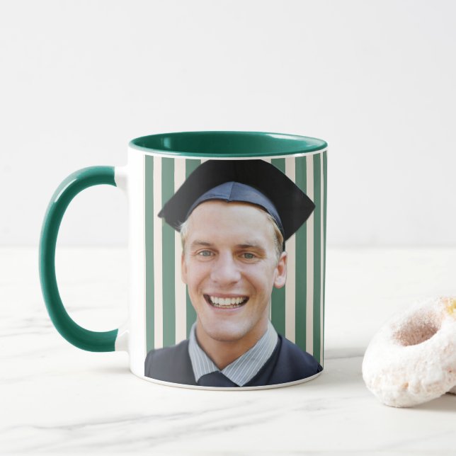 Gröna Linjer Personlig Porträtt Män Examen Mugg (Med munk)