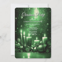 Gröna ljus julfirande partyinbjudan