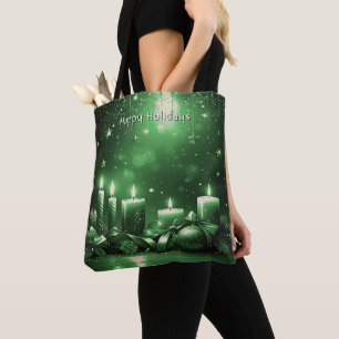 Gröna Ljusstakar Jul Högtidlig Totebag Tygkasse