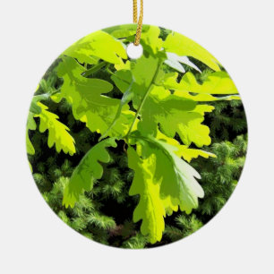 Gröna löv för Oakträd Julgransprydnad Keramik