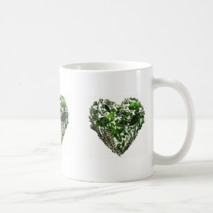 Gröna lövhjärtor kaffemugg