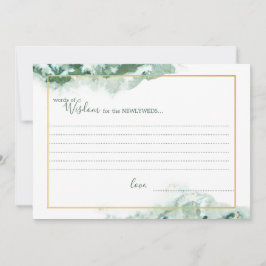 Gröna Marmor Ombre Guld Ram Bröllps Visdoms Kort