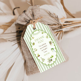 Gröna Matcha-randiga födelsedagspresentetiketter Presentetikett