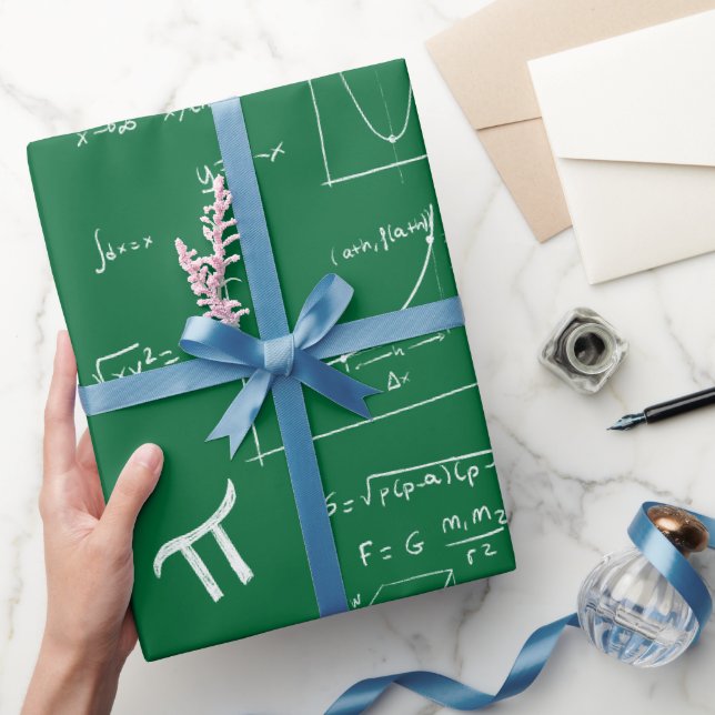 Gröna matematiska formler och ekvationer presentpapper (Gifting)