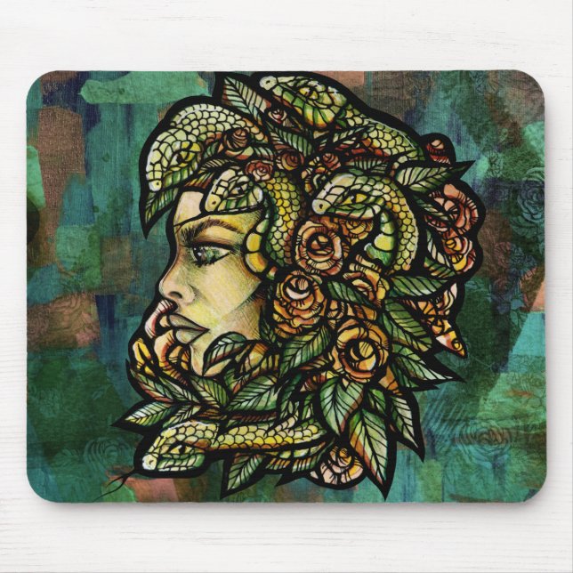 Gröna Medusa Ormar Rose Gorgon Musmatta (Framsidan)