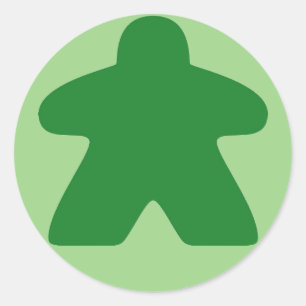 Gröna Meeple klistermärkear Runt Klistermärke