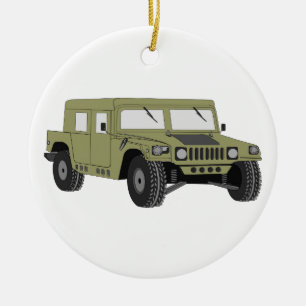 Gröna militära Humvee Julgransprydnad Keramik