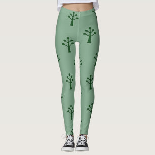 Gröna minimalistiska träd leggings