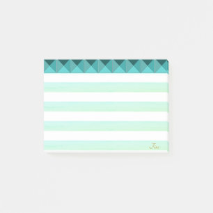 Gröna Mint Pyramidformer & Ränder Post-it Block