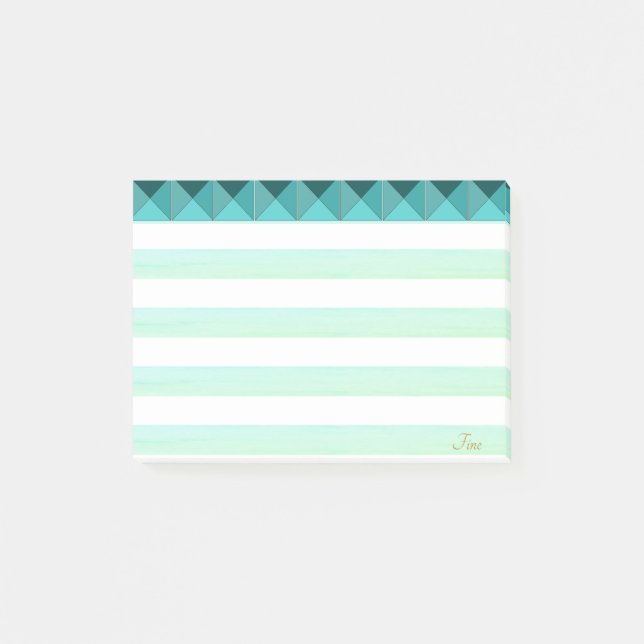 Gröna Mint Pyramidformer & Ränder Post-it Block (Framsida)