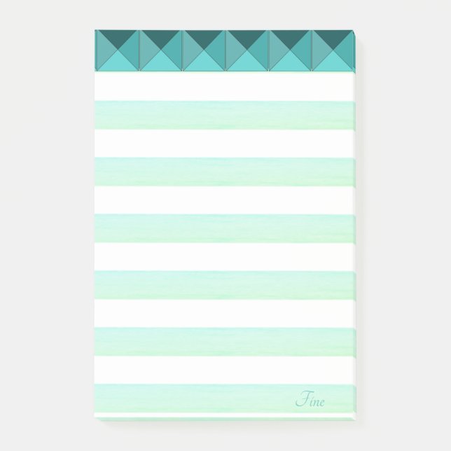 Gröna Mint Pyramidformer & Ränder Post-it Block (Framsida)