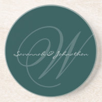 Gröna Monogram Bröllopsjubileum Coasters