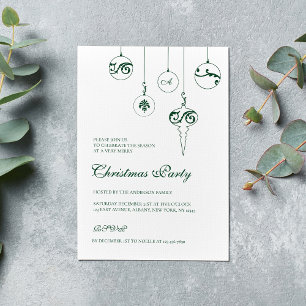 Gröna Monogram-kulor Julfest Ornament Inbjudningar