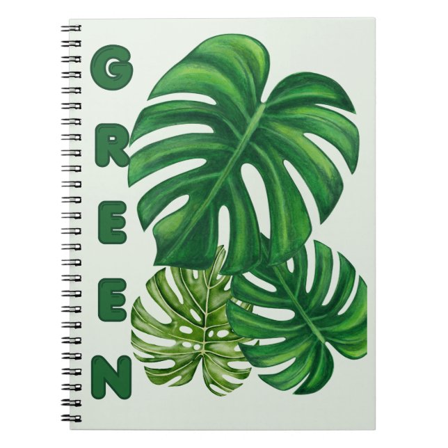 Gröna Monstera blad Anteckningsbok (Framsidan)
