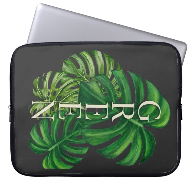 Gröna Monstera blad Laptop Fodral (Framsidan)
