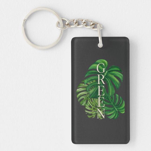 Gröna Monstera blad Nyckelring (Framsidan)