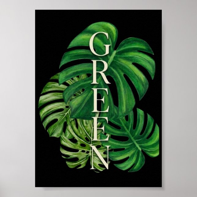 Gröna Monstera blad Poster (Framsidan)