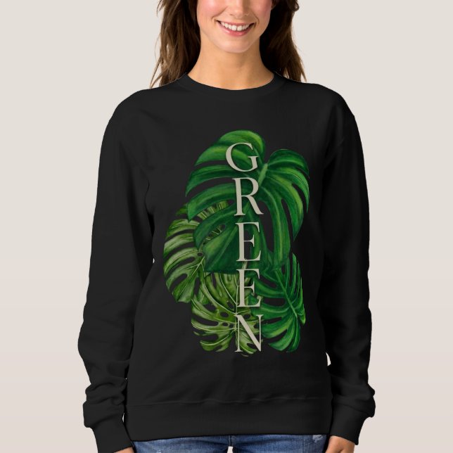 Gröna Monstera blad T Shirt (Framsida)
