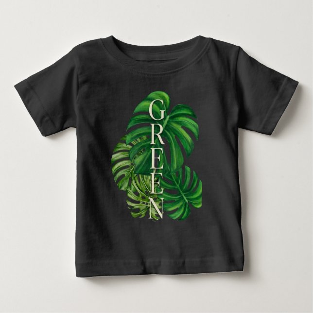 Gröna Monstera blad T Shirt (Framsida)