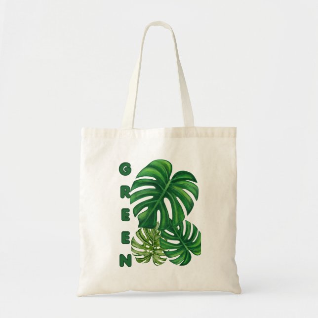 Gröna Monstera blad Tygkasse (Framsidan)