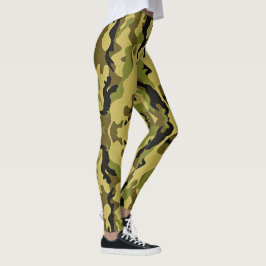 Gröna mönstrade armé-randiga leggings