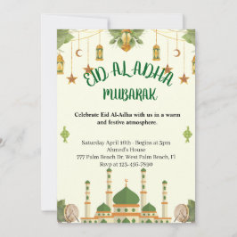 Gröna moskén Lyktor Festlig Eid Al-Adha-helg Inbjudningar