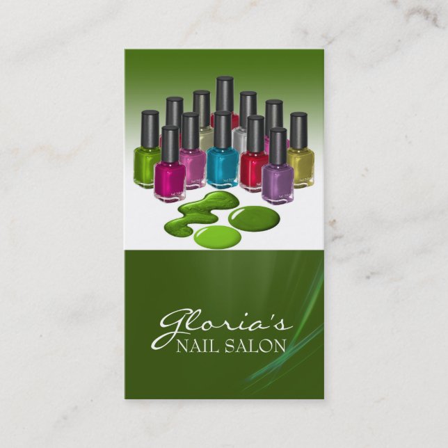 Gröna nagelteknikervisitkortar visitkort (Framsida)