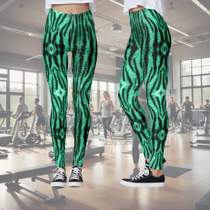 Gröna neon tiger ränder - mönster leggings