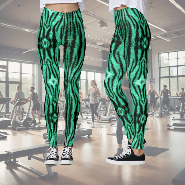 Gröna neon tiger ränder - mönster leggings (Skapare uppladdad)