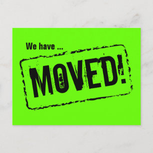 Gröna neonvykort för adressändring meddelande vykort