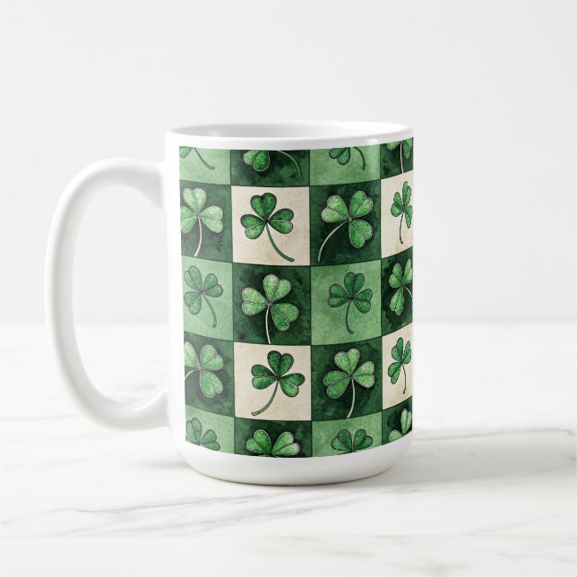 GRÖNA NYANSER IRLÄNDSK KELTISK SHAMROCKS KAFFEMUGG (Vänster)