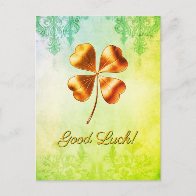 Gröna Nycklar Fyrklöver Tur Postkort Helg Vykort (Framsida)