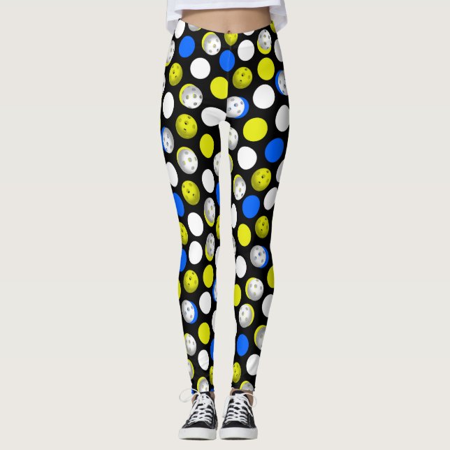 Gröna och blåttPickleballs damasker Leggings (Framsida)