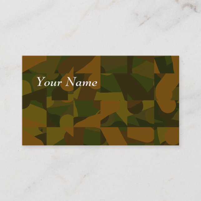 Gröna och bruna Camo, abstrakt modell Visitkort (Framsida)
