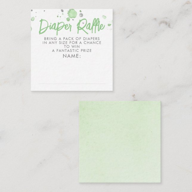 Gröna och grå blöjautflygning Baby Shower Biljette Tilläggskort (Fram/baksida)
