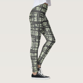 Gröna och gråa kryssmönstrade leggings