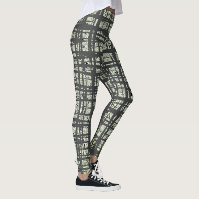 Gröna och gråa kryssmönstrade leggings (Höger)