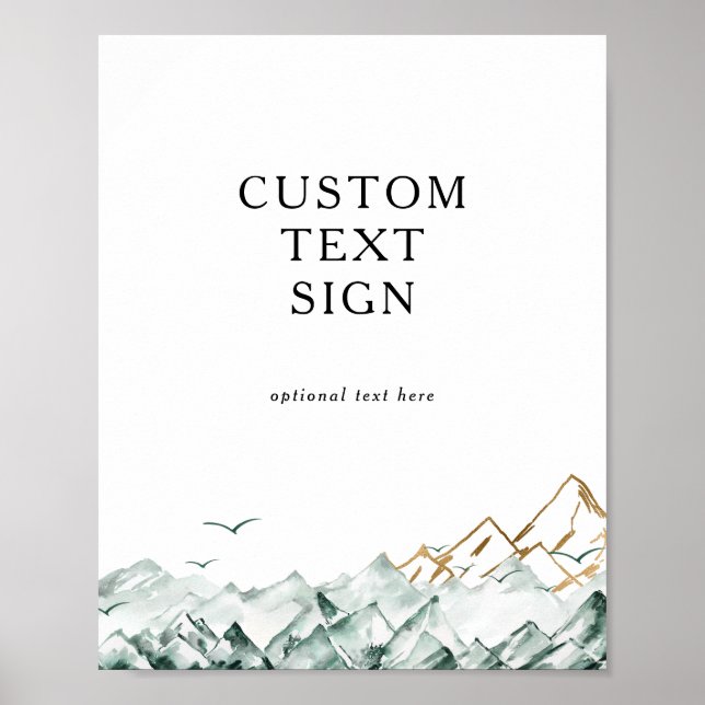 Gröna och Guld Bergskort och Presentkort Anpassade Poster (Framsidan)