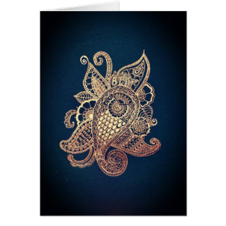 Gröna och guld- Paisley Hälsningskort