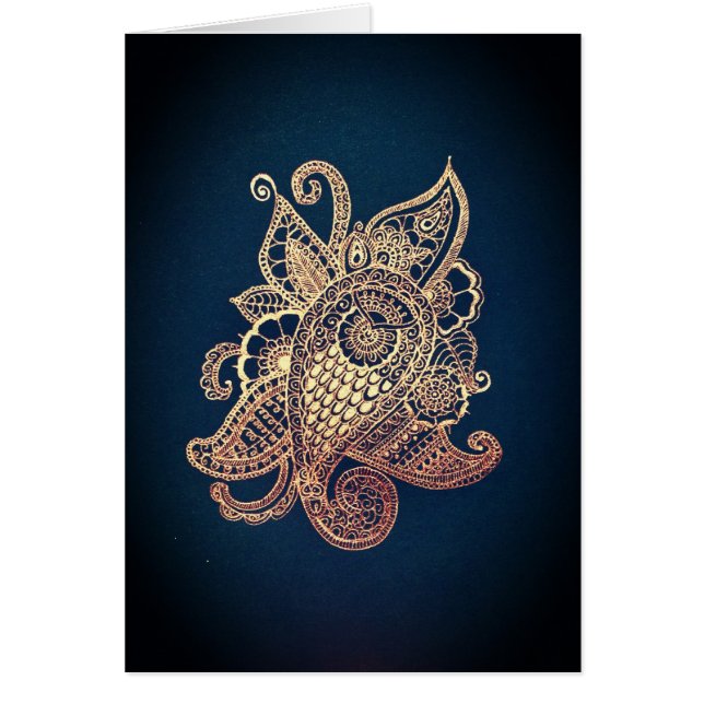 Gröna och guld- Paisley Hälsningskort (Framsidan)