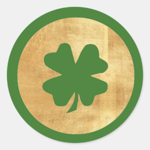 Gröna och guld- Shamrockklistermärkear Runt Klistermärke